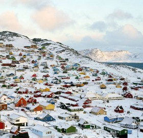 snowy town of qaqortoq, greenland
