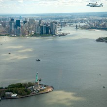 space shuttle enterprise over new york