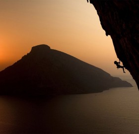 climbing on the greek island of kalymnos at sunset