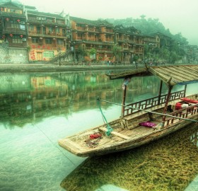 peaceful river of feng huang, china