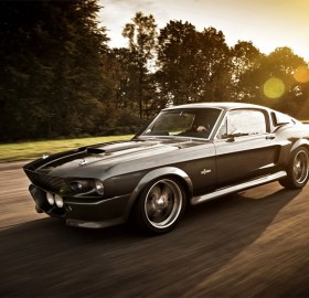 mustang shelby on the road