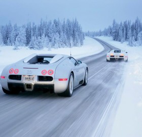 bugatti veyron at winter boulevards
