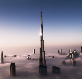 dubai cityscape above clouds