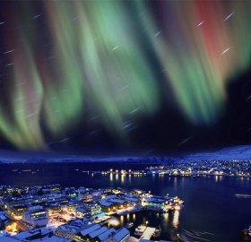 aurora borealis in the skies over hammerfest, norway