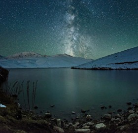 starry night over lake