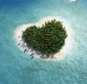 heart shaped tropical island