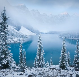 moraine lake at winter, canada
