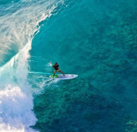 surfing at french polynesian islands