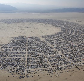 aerial view of the “burning man” music festival