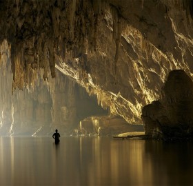 river in a cave, thailand