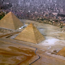 great pyramids of giza seen from above