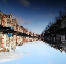 refelction in the water. leiden, holland