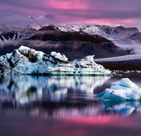 icebergs at dusk, iceland
