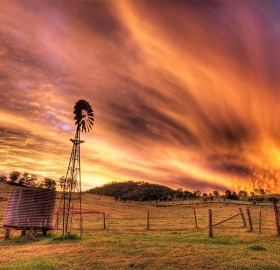 sunset over rural australia