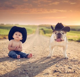 country kid with his buddy