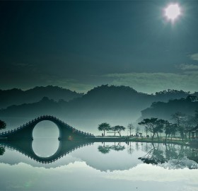 bridge over calm waters, china