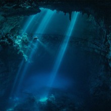 underwater maya ruins cave, mexico