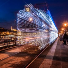 tram with LED lights, budapest