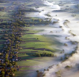 fog over fields, ukraine