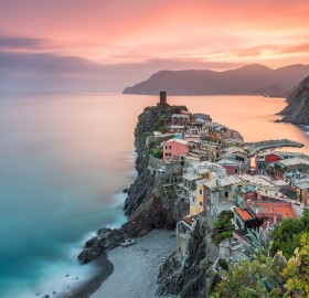 sunser over town of vernazza, italy