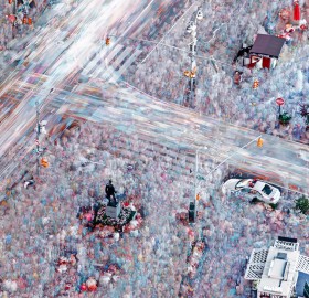 400 photos blended into one, times square