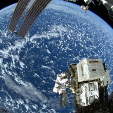 astronaut takes spacewalk