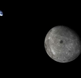 moon and earth as seen from chinese satellite CHANG`E-5T1