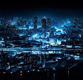 Blue Ligts of Osaka at Night, Japan