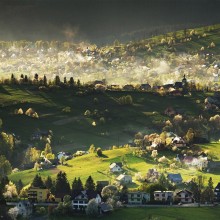 Village in Beskids Mountains, Poland