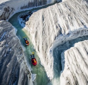 Water Sliding In Glacier