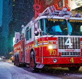 New York City Fire Engine During Snow Storm