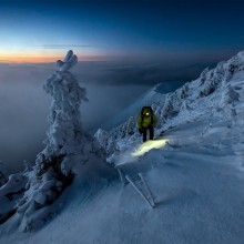 Climbing Malá Fatra Mountain After Sunset, Slovakia