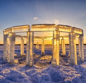 “Icehenge” – Sculpture on a Frozen Lake