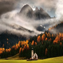 An Italian Church In The Middle Of Fall