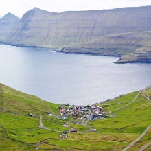 Small Town Funningur On Coast Of Faroe Islands