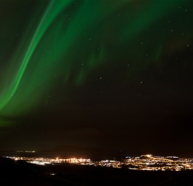 The Northern Lights Over Tórshavn, The Capital Of The Faroe Islands