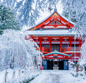 Temple In The Snow, Japan